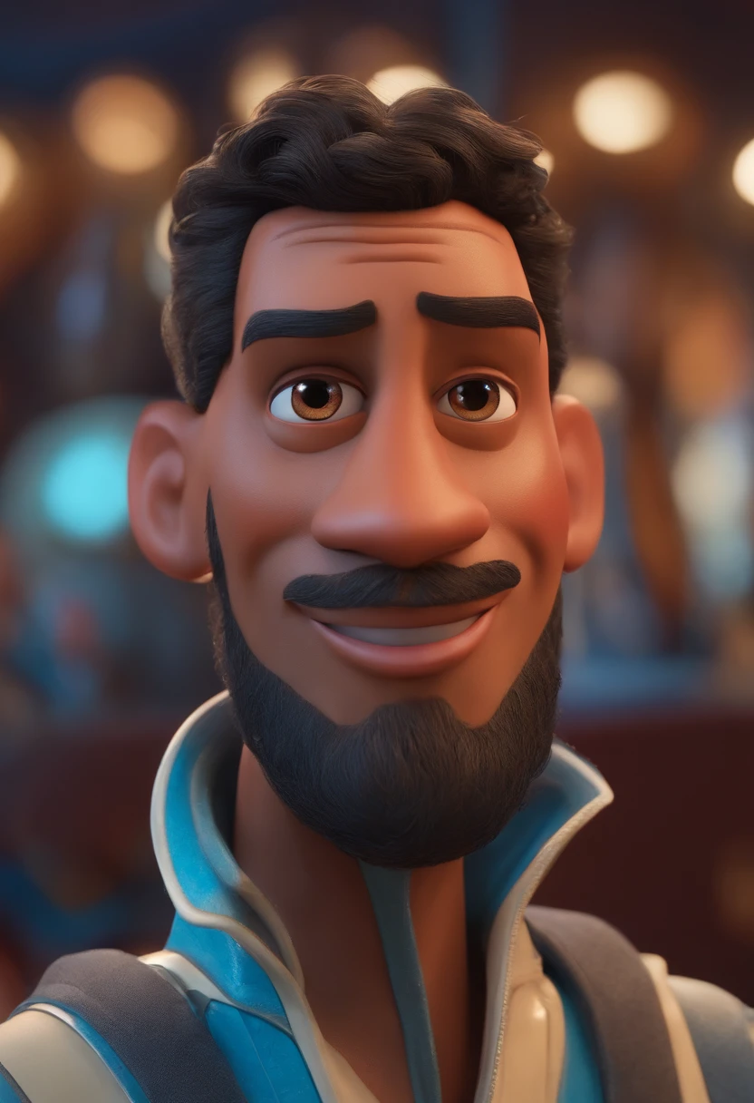 Um arquiteto de sonhos futurista, mas realista, inspired by Pixar animation, de perto. The character takes center stage with captivating facial expressions, oferecendo um toque de irrealidade.