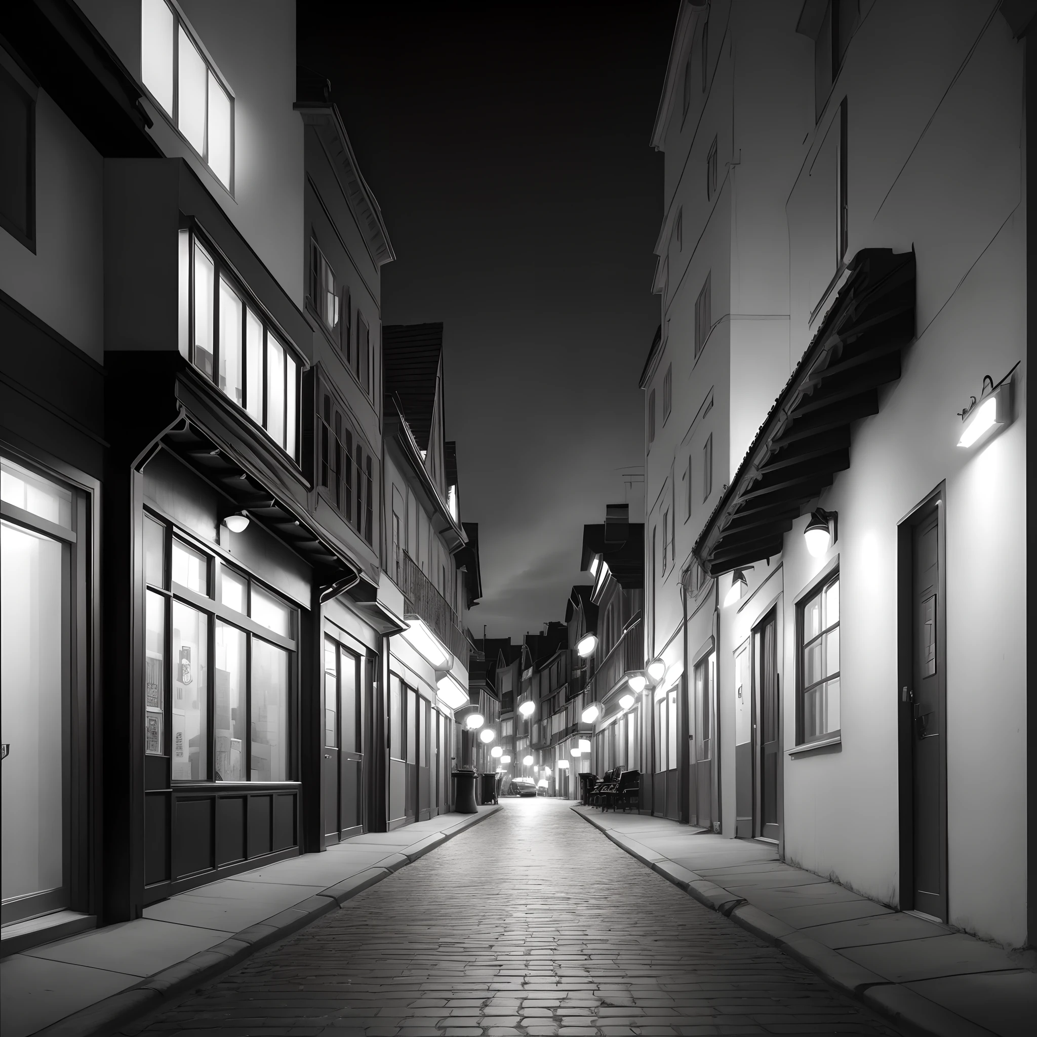 evening glow In the street monochromes