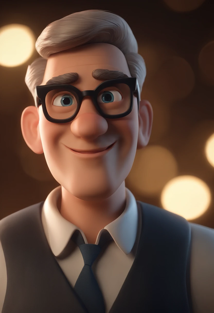Cartoon character of a white man with black glasses, lente transparente, cap, e uma camisa laranja , animation character, Caractere estilizado, animation style rendering, 3D estilizado, Arnold Maya render, 3 d render stylized, toon render keyshot, Personagem 3D, Personagem 3D, 3d rendering stylized, 3 d character render, personagem de desenho animado, Personagem de close up, Pose de personagem, (Estilo Pixar) (master part:1.2) (Bokeh) (best quality) (pele detalhada) (textura detalhada) (8k) (argila) (Cinematic lighting) (foco nítido