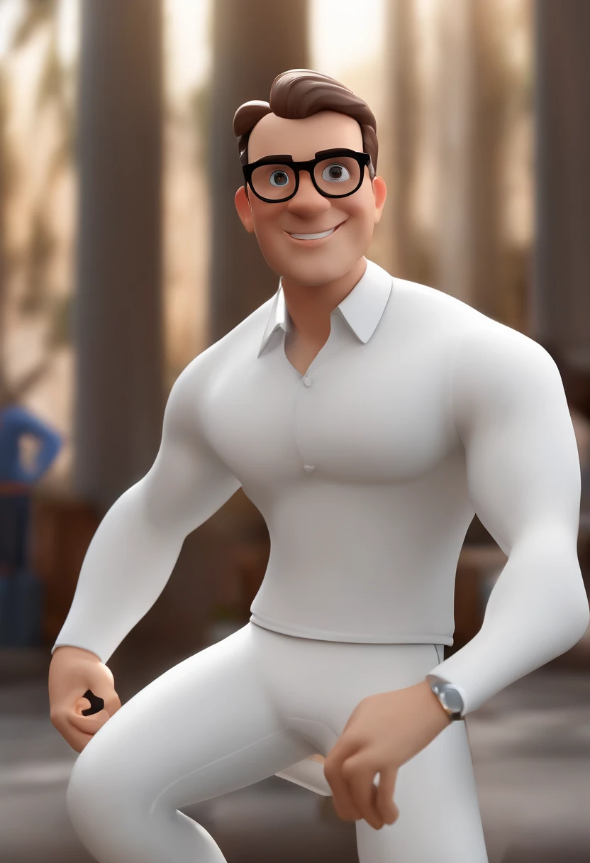 Cartoon character of a white man with black glasses, lente transparente, cap, e uma camisa laranja , animation character, Caractere estilizado, animation style rendering, 3D estilizado, Arnold Maya render, 3 d render stylized, toon render keyshot, Personagem 3D, Personagem 3D, 3d rendering stylized, 3 d character render, personagem de desenho animado, Personagem de close up, Pose de personagem, (Estilo Pixar) (master part:1.2) (Bokeh) (best quality) (pele detalhada) (textura detalhada) (8k) (argila) (Cinematic lighting) (foco nítido