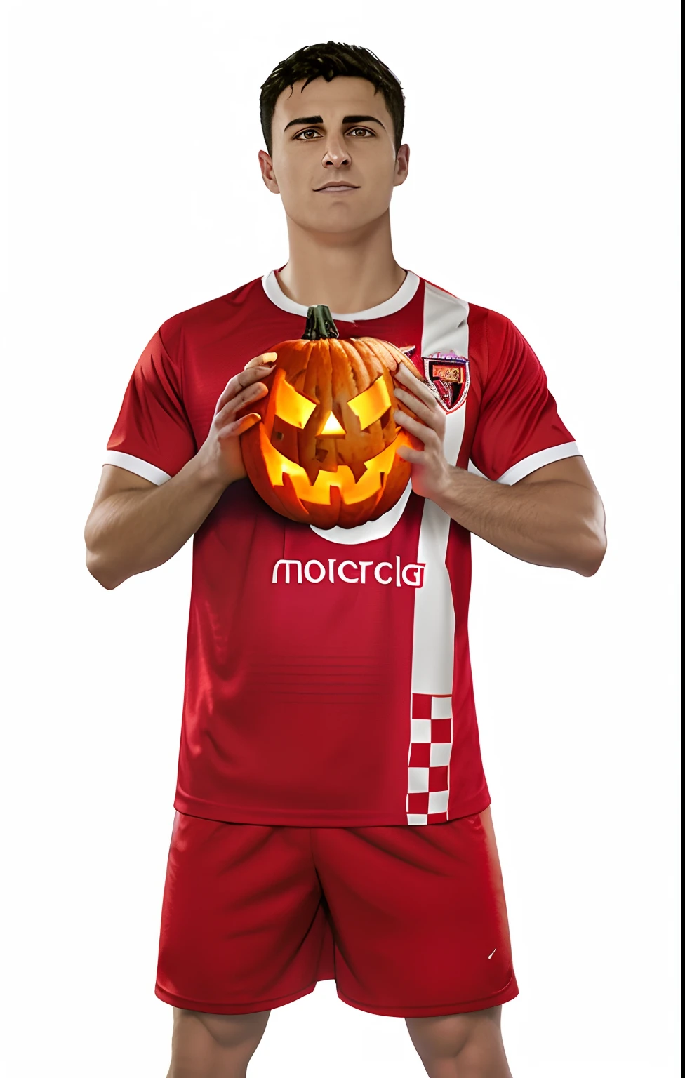 Make a complete micro soccer uniform that includes the colors black, white and gray with some design that has a goblin smoking a cigarette and blowing smoke and there are demons on the uniform, and I want the shorts to also have the elf or demons smoking on the complete uniform and that there be flames.