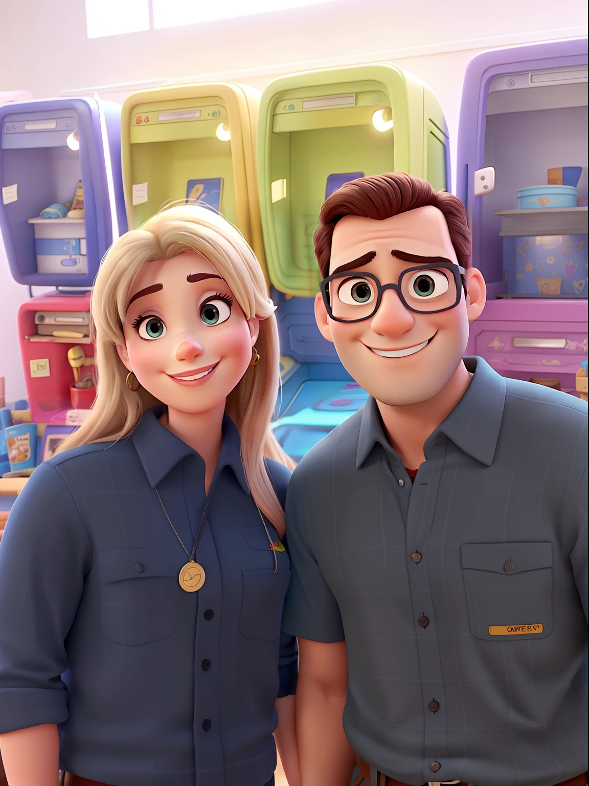 Mulher e homem no estilo Disney Pixar