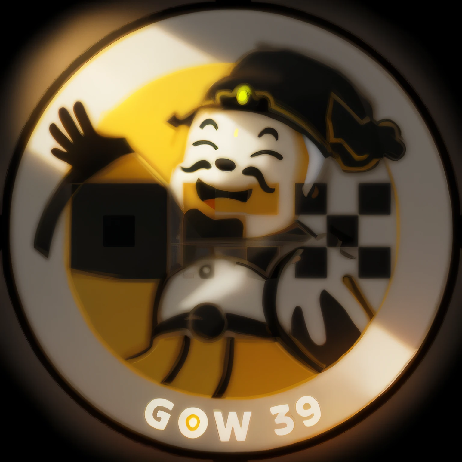 An indented cartoon character drawn into the binance logo with using an original black and white color scheme