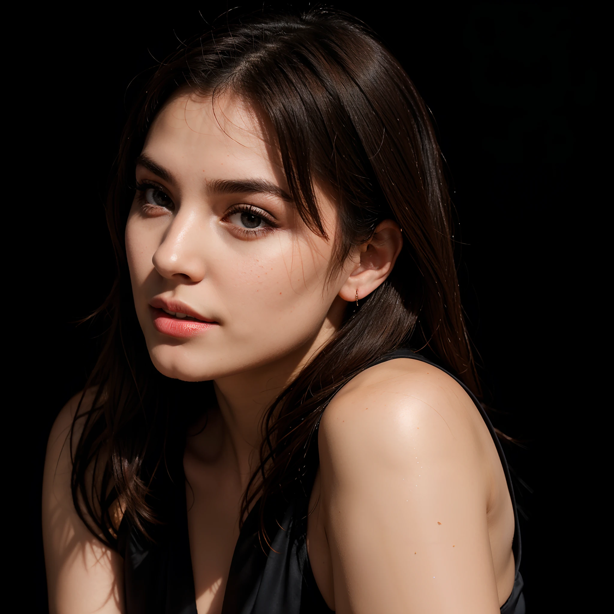 RAW Photo, DSLR BREAK
(kkw-ph1:0.9) BREAK
half body portrait of 1 young 20yo woman, black hair, wearing wonderful dress, perfect eyes, perfect lips, perfect nose, professional color graded, wonderful woman, dark background, cute woman