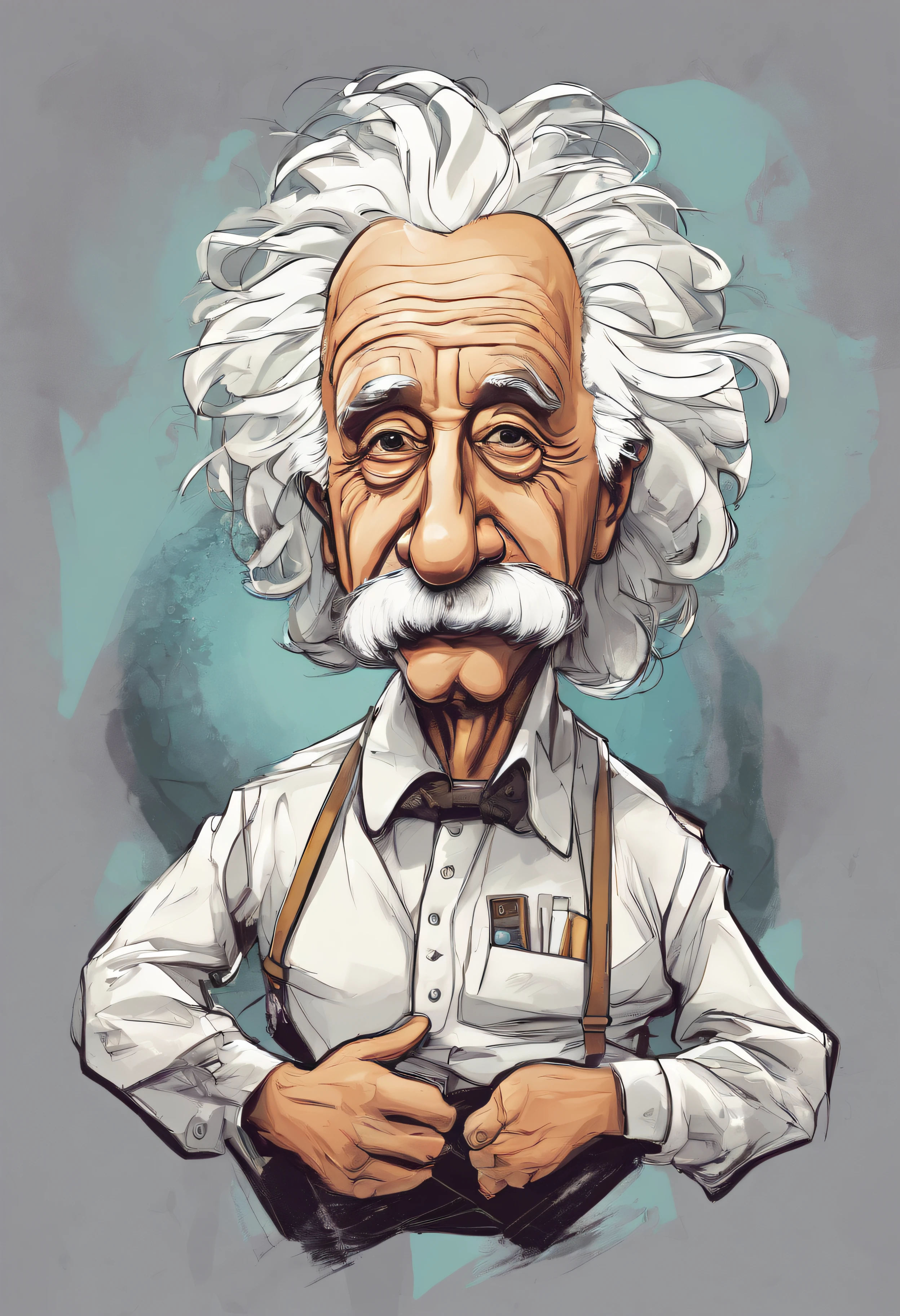 einstein caricature t shirt design, white background