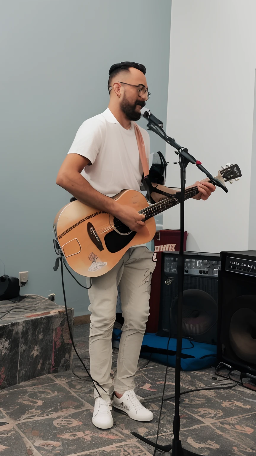 There's a man who's playing guitar in front of a microphone, Apresentando-se no palco, live performance, Executar, no palco, he is a rockstar, em um palco, jamming to music, music being played, cantor e compositor, tocando guitarra no palco, ao vivo no palco, solo de guitarra, music show, no palco, music is life, playing the guitar, Miguel Vicente