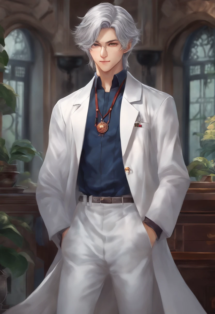Illustration Silver Hair Boy Yabu Doctor Cool Charai