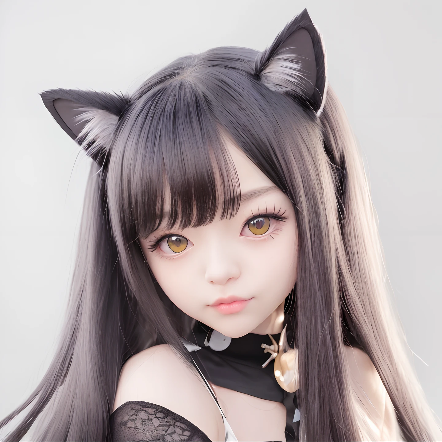 anime girl with long hair and black gloves posing for a picture, ayaka genshin impact, anime girl with cat ears, beautiful anime catgirl, anime catgirl, cute anime catgirl, very beautiful anime cat girl, nekomimi, attractive cat girl, girl with cat ears, holo is a wolf girl, anime moe artstyle