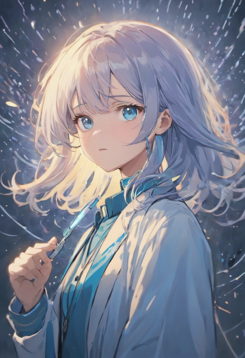 Illustration silver hair beautiful cool doctor blue eyes director transparency