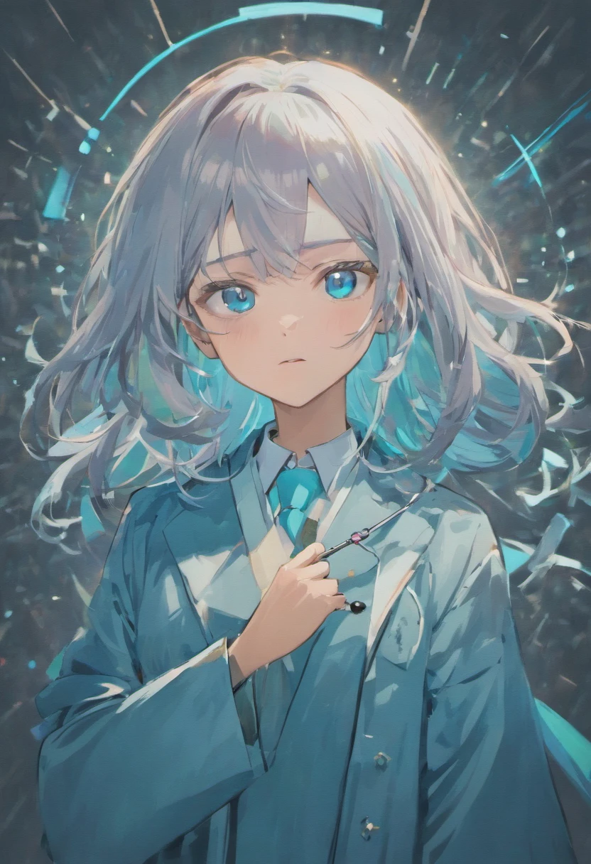 Illustration silver hair beautiful cool doctor blue eyes director transparency