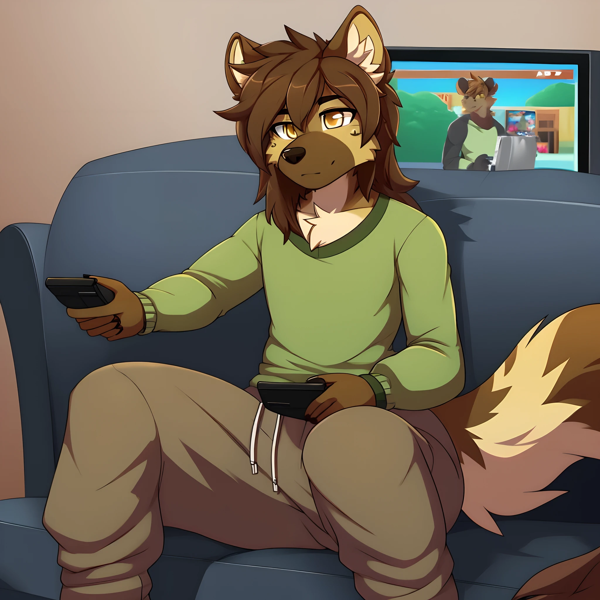 Rolo, art by dagasi, (solo:1.5), art by dagasi, Uploaded to e621.net, (Pixelsketcher), (wamudraws), (masterpiece), (HD), (high res), solo portrait, (feet visible), (furry anthro), (detailed fur), (detailed shading), (beautiful render art), anthro furry, (light orange fur), fox ears, fluffy tail, snout, (beautiful green eyes), [(slim figure, flat chest, skinny)], (curvy hips), (beautiful legs), Rolo, furry, small, eyelashes, (??? female:1.5), fluffy, wearing a pink t-shirt, (black bra straps), lycra shorts, Rolo sitting on a sofa, watching TV, cross-legged sitting, (cowgirl girl pose, both hands on crotch:1.5), in a carefree pose, smiling at the viewer with joy and embarrassment, blushing