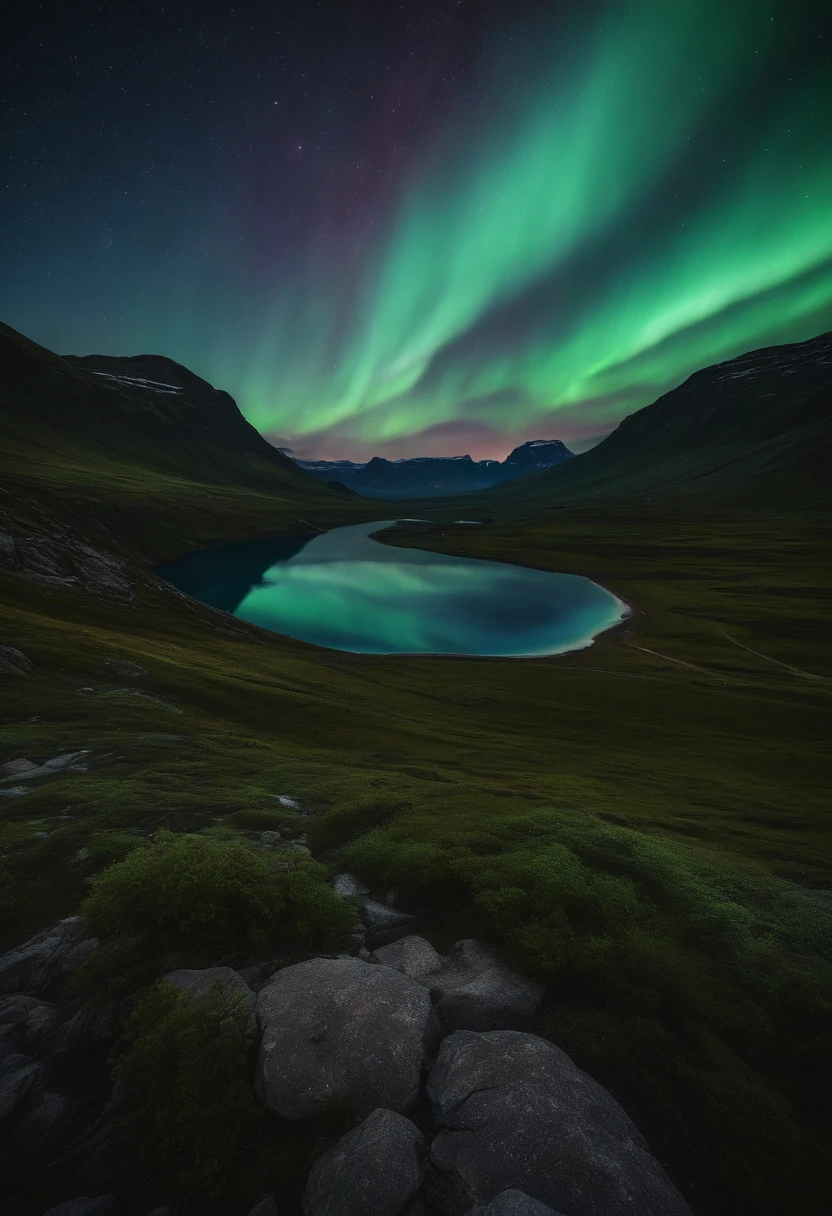 Landscape, Ultra HD |, (Antecedentes Asgard), Detalhes, The lighting, 8k, (aurora borealis in the sky), constellation, (Antecedentes Asgard)