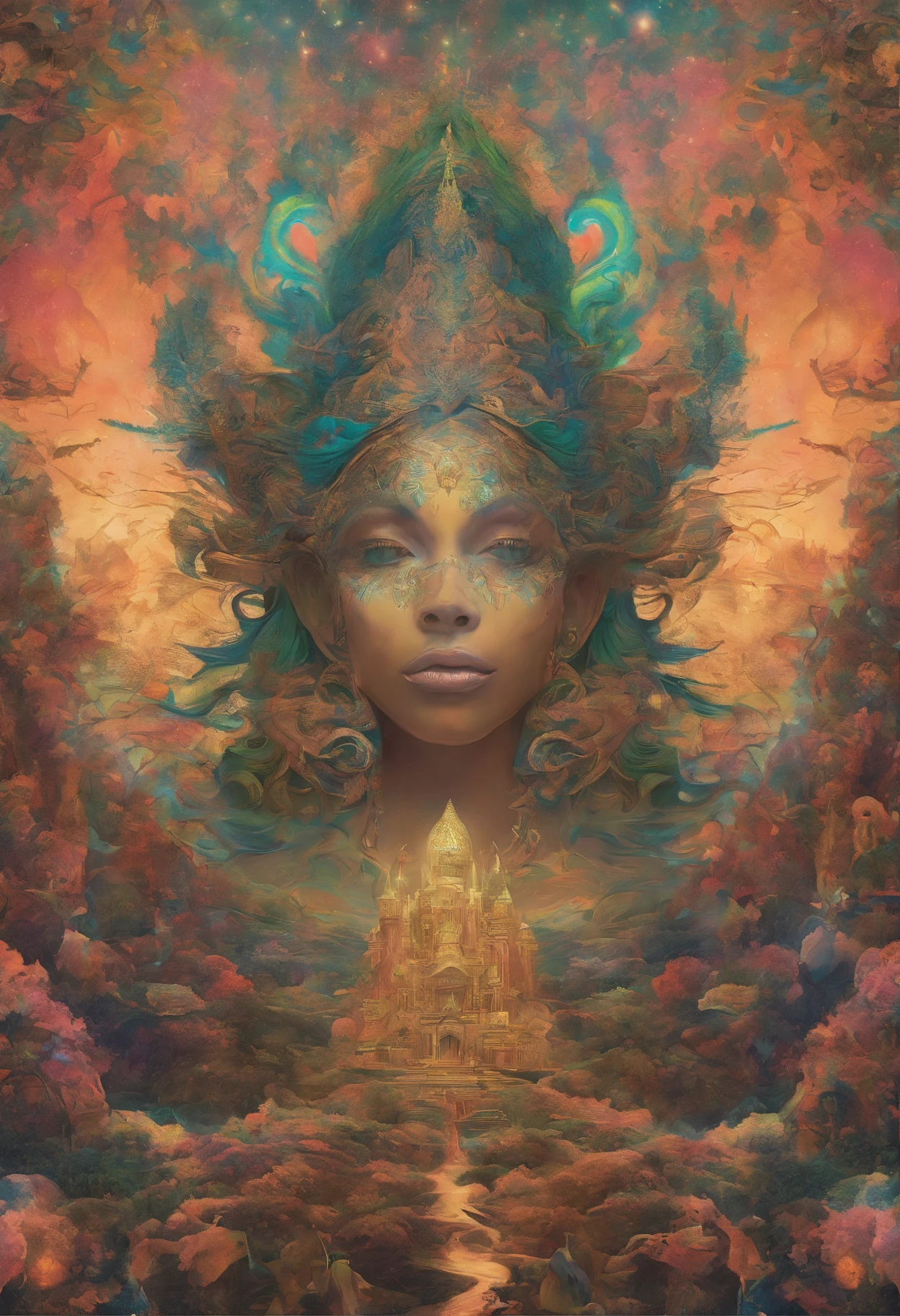 master part, beautiful psychedelic entropy,Melhor obra-prima surreal, Qualidade Superior, melhor qualidade, Arte Oficial, Beautiful and Aesthetic:1.2) , Godess Green Skin and God Standing on the Top of a Mountain Holding Each Other ,corpo inteiro e pernas , Arte Oficial, folha de ouro ,arte do glitter ,Unity 8k papel de parede, ultra detalhado, Beautiful and Aesthetic, Beautiful,Arte Fractal, mystical and supernatural, com pelos intrincados e olhos penetrantes, na deslumbrante paisagem montanhosa de NCWinters ,Alex Cinza ,Psychedelic, dmt PsyAI