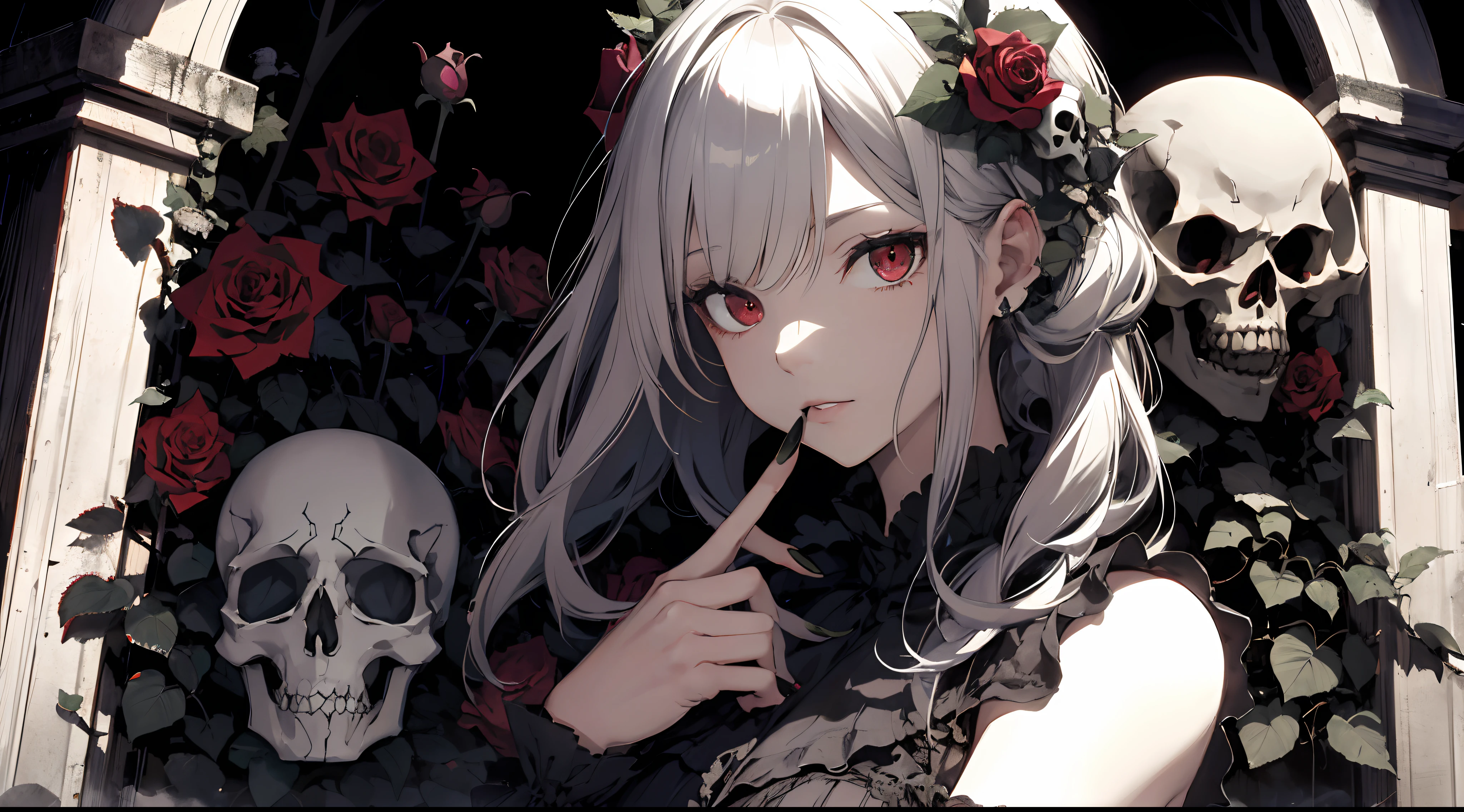 Background: Rose, Ivy, Skull, Horror, Haze