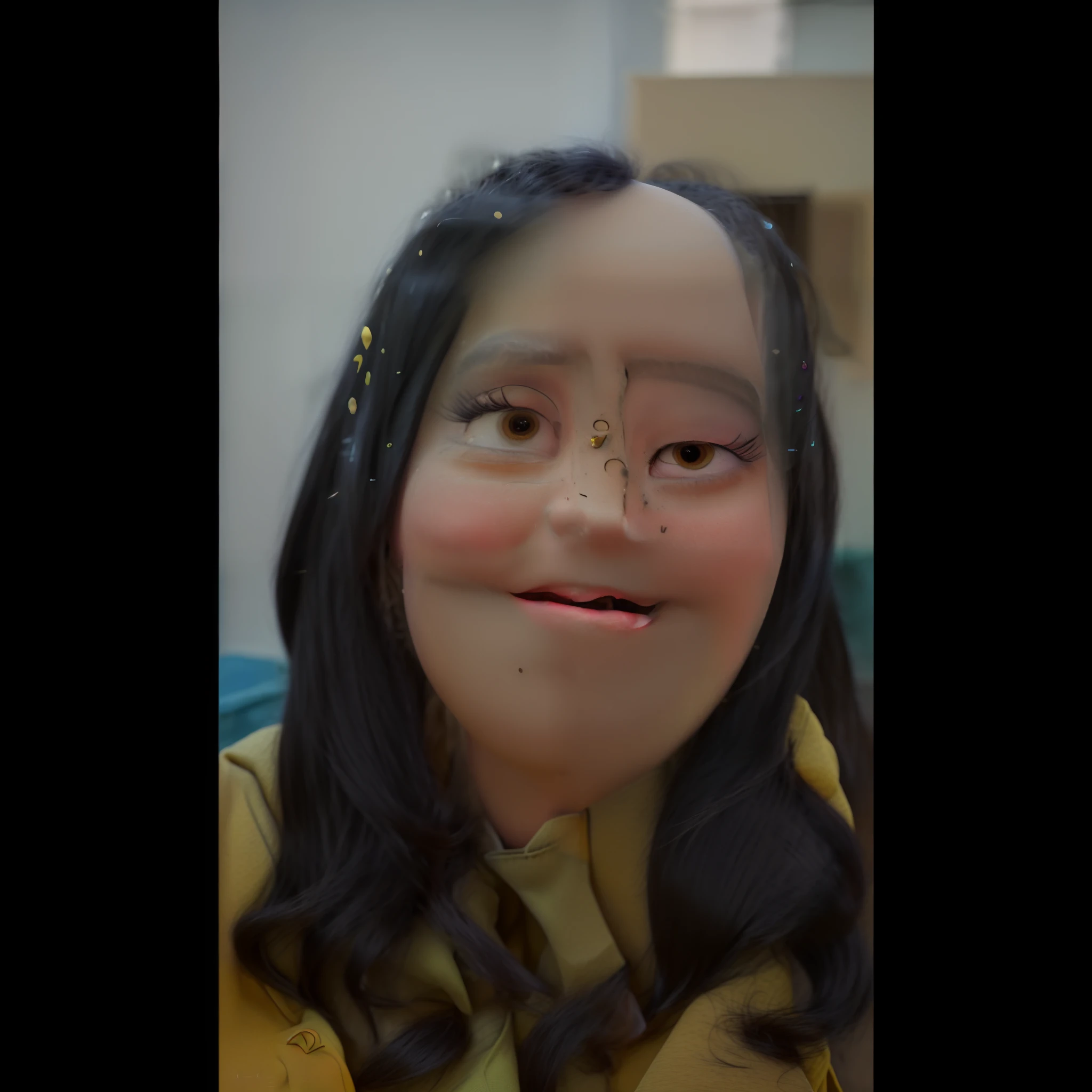there is a woman with long hair and a yellow shirt, 30-year-old woman from cuba, taken in the early 2020s, 18 years old, frontal picture, selfie of a young woman, looks like fabiula nascimento, 30 years old woman, 3 0 years old woman, she is about 1 6 years old