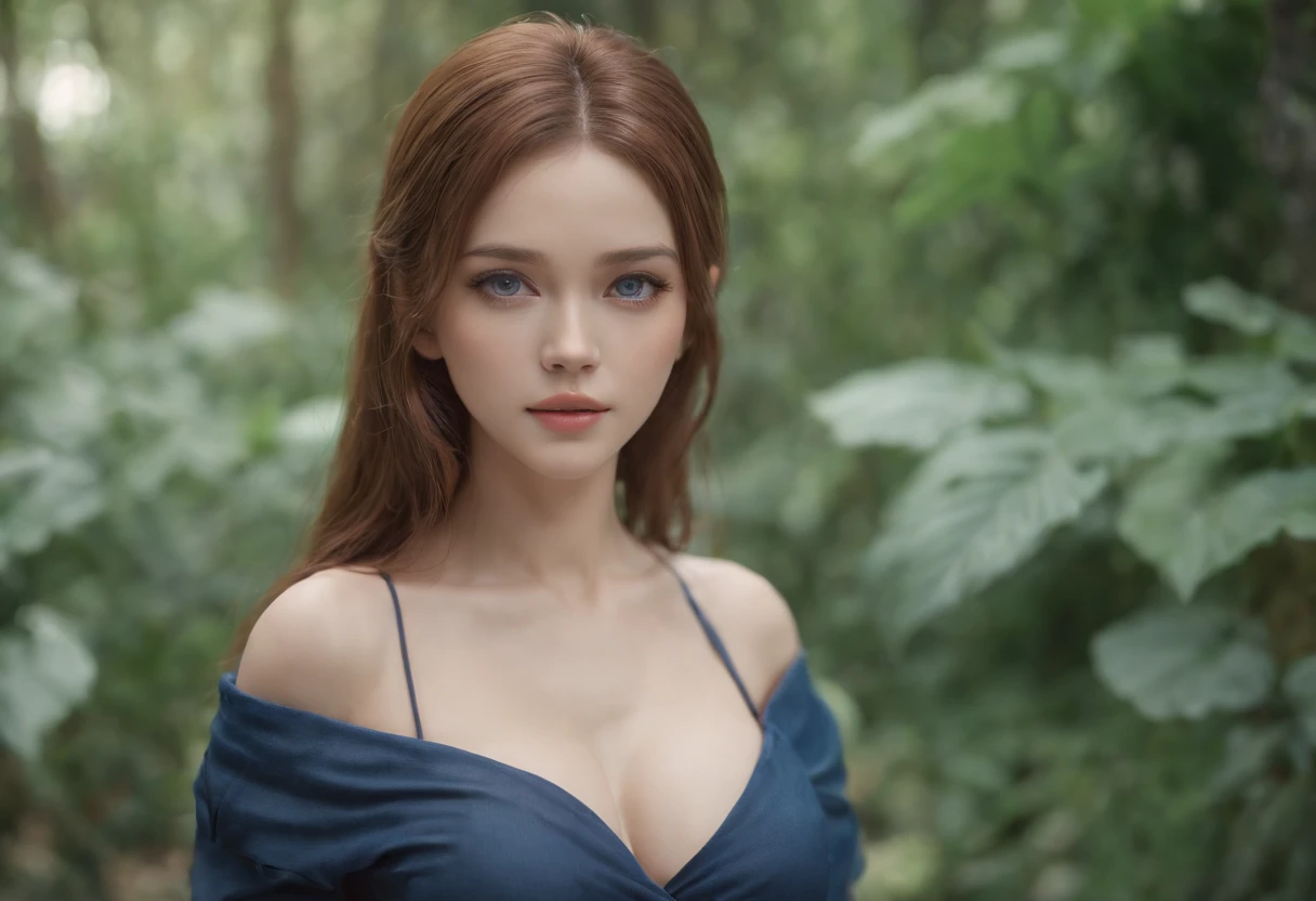 Women, Realistic characters,hazel hair, ,Breast Show,Blue Eyes, Big breasts anime, alone, present, personality , thailand, full entire body