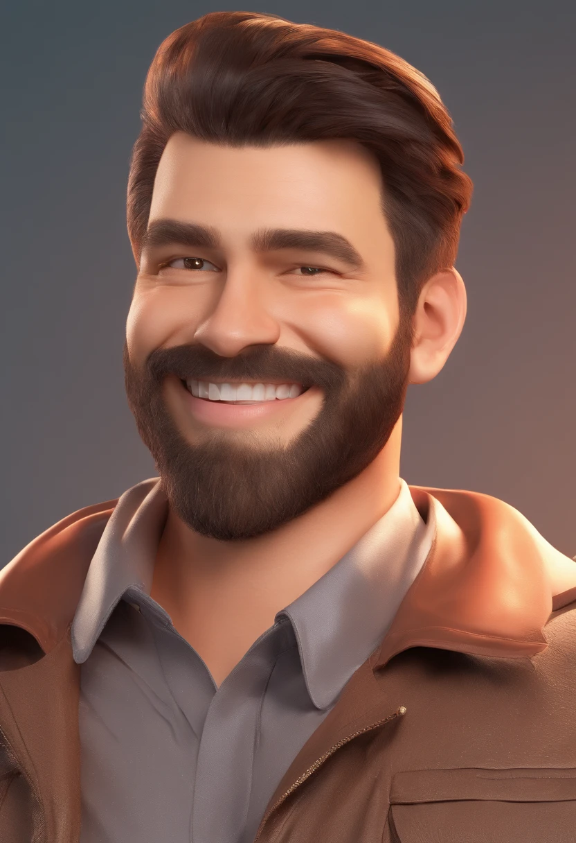 Smiling Man Illustration, sorriso insano, Homem de pele marrom com um sorriso gigante, happily smiling at the camera, sorriso atrevido, he's smiling, sorriso muito grande, Macho sorridente, foto de perfil headshot, rindo sorriso enorme, desenhando no estilo de Arte 3D, c4d,
