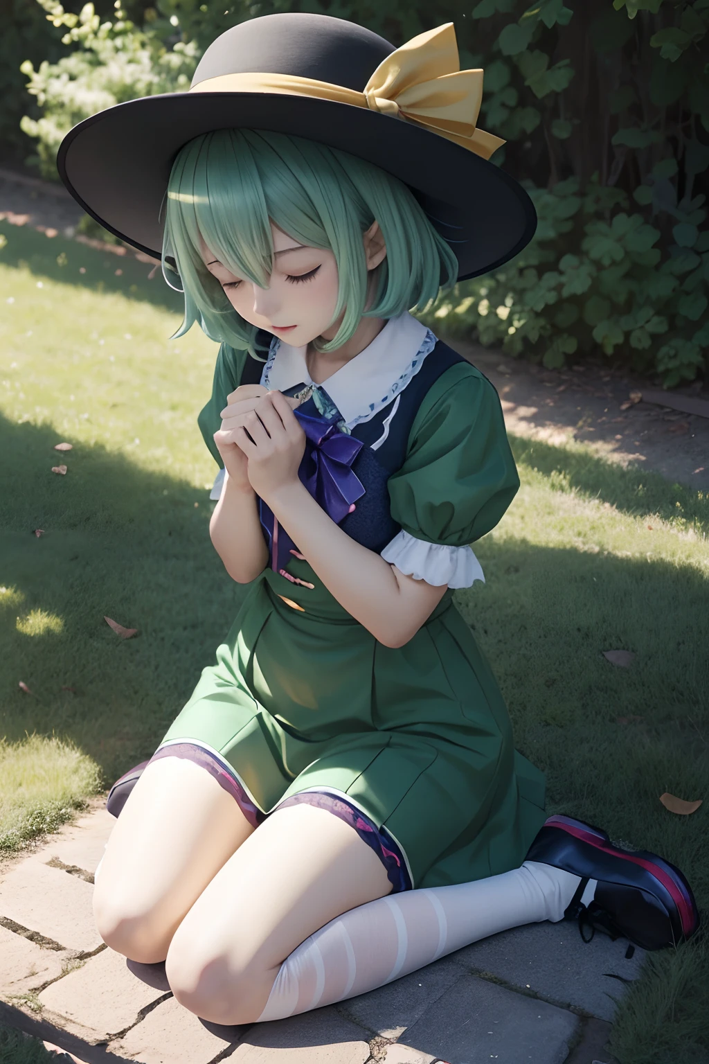 best qualtiy，8k，32k，tmasterpiece，komeiji koishi，kneeling，sleeping