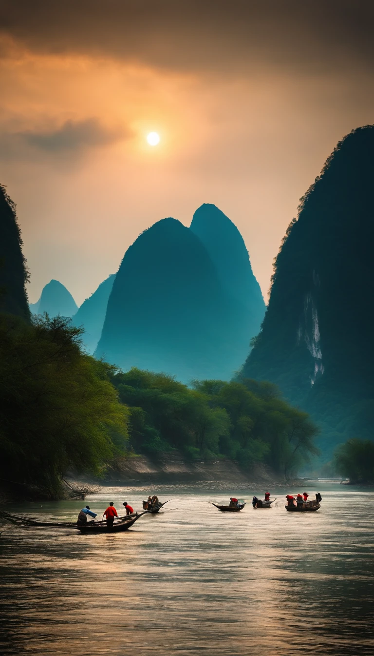 Fishermen fishing on the Li River