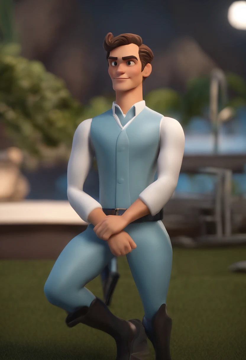 Personagem de desenho animado de um menino de 12 anos de cabelo preto de bucha  um pouco altocamisa azul, um personagem animado, Caractere estilizado, animation style rendering, 3D estilizado, Arnold Maya render, 3 d render stylized, toon render keyshot, Personagem 3D, Personagem 3D, 3d rendering stylized, 3 d character render, personagem de desenho animado, Personagem de close up, Pose de personagem, (Estilo Pixar) (master part:1.2) (Bokeh) (best quality) (pele detalhada) (textura detalhada) (8k) (argila) (Cinematic lighting) (foco nítido，Senta e vaza a parte superior do corpo