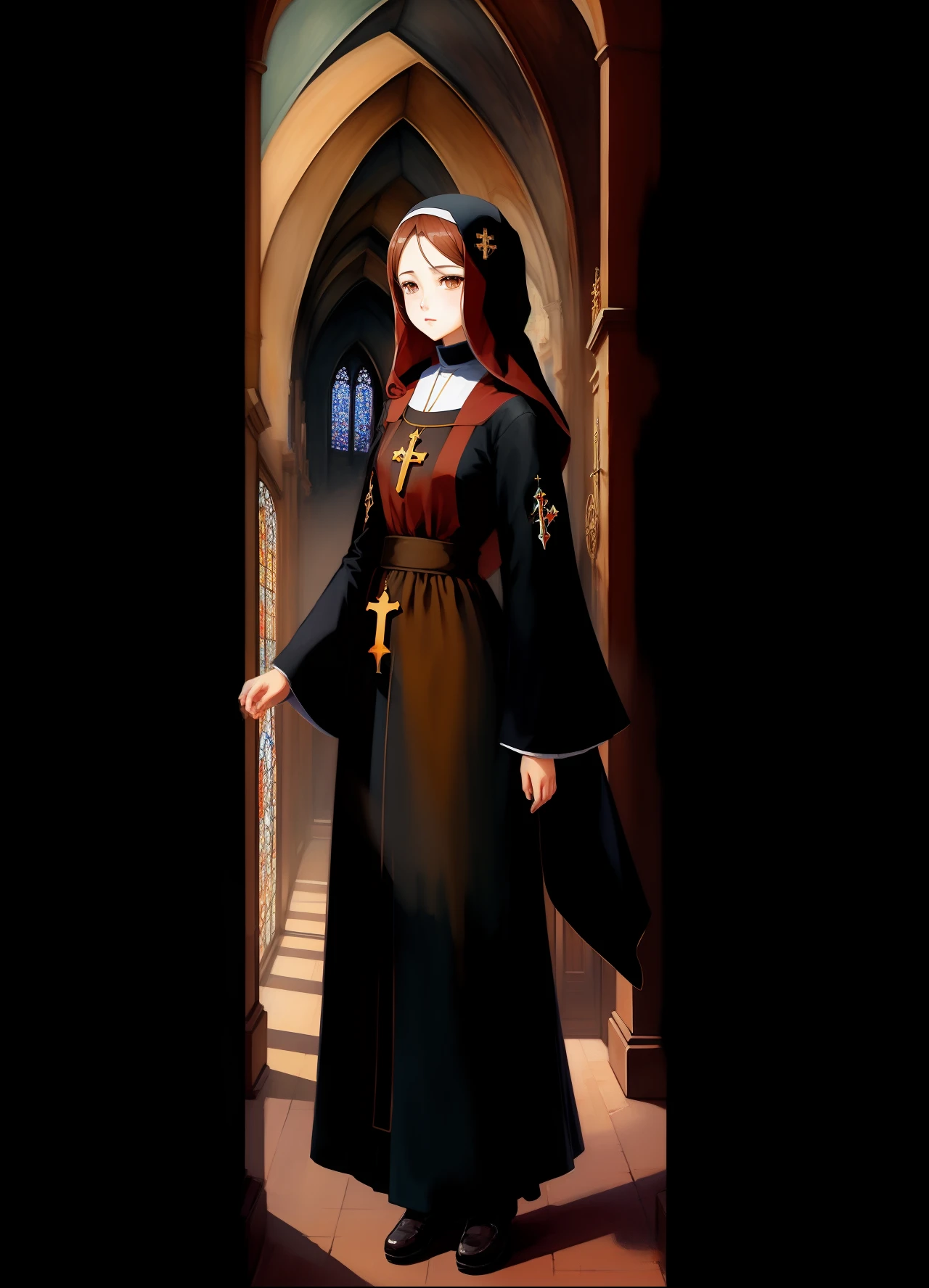 Cultivated woman A beautiful girl of 2 dimensions illustratio clergyman religious painting Sister Clothing doa Anime style