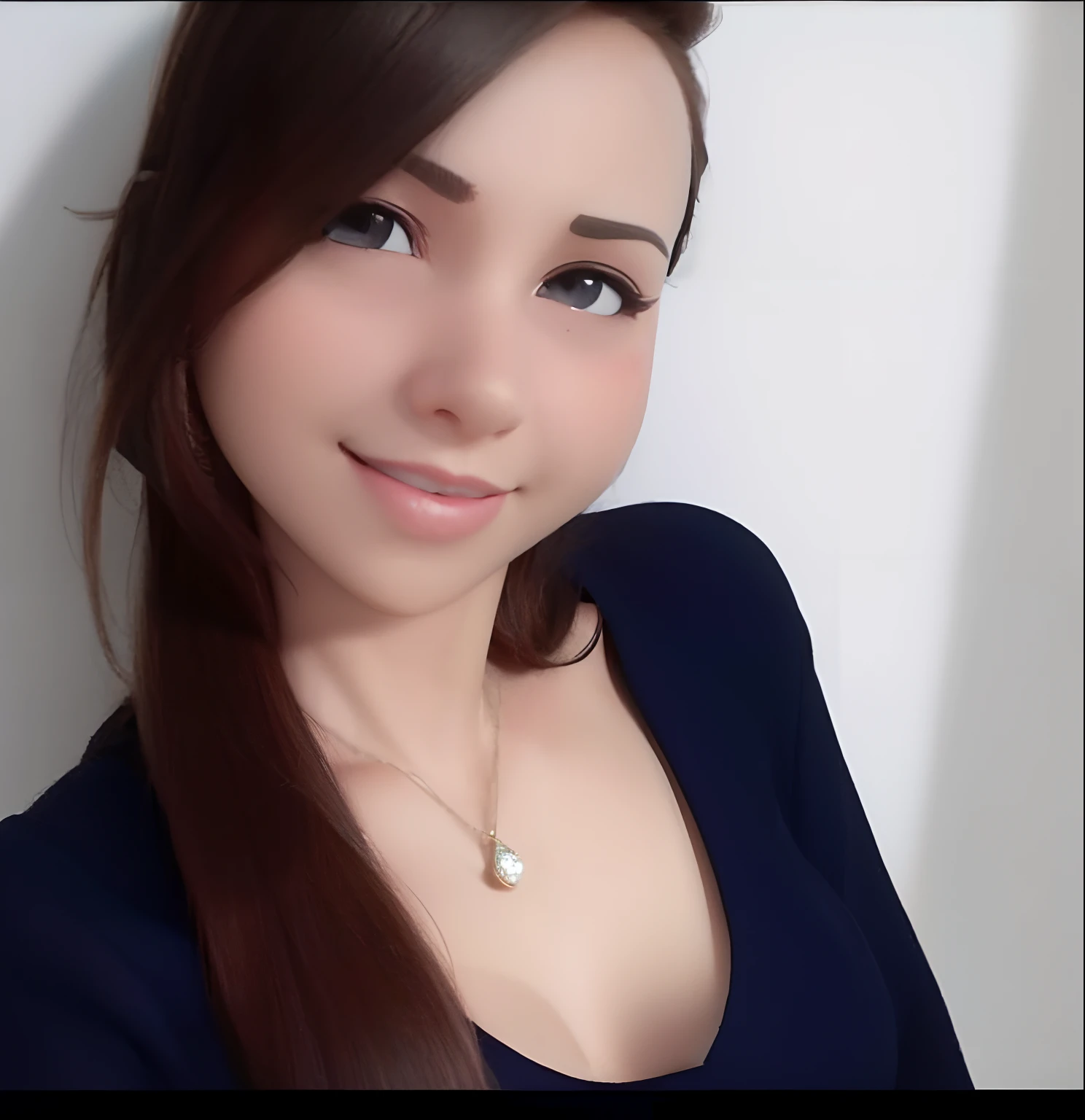 3d pixar film, beautiful woman with dark brown hair, happy,