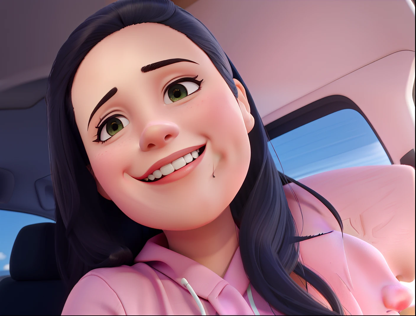 Mulher, bonita, sorridente, cabelos castanho escuro