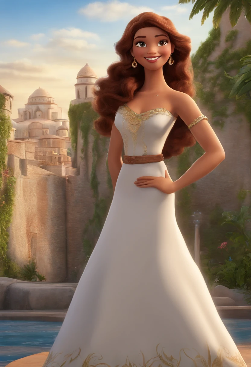 I'd like a Disney-style animation
Pixar.
The setting is in the city of Fortaleza.
The main character is a 34-year-old woman, jovem, sorridente, com cabelo cacheado com luzes loiras, olhos castanhos claros, Um cabelo longo. The animation needs to be complete, The skirt is long and hippie style. wears sandals, usa um croped preto, with a small silver necklace and wears silver earrings and silver rings. Has medium nails, A silver right hand ring.