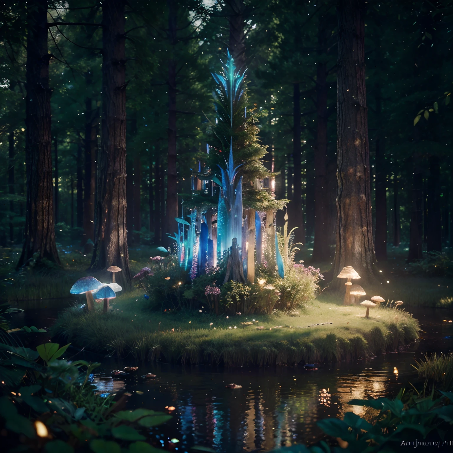 masterpiece, best quality, high quality,extremely detailed CG unity 8k wallpaper, An enchanting and dreamy scene of a fantasy forest, with towering trees, glowing mushrooms, and hidden fairy glens, creating a sense of mystique and enchantment, artstation, digital illustration, intricate, trending, pastel colors, oil paiting, award winning photography, Bokeh, Depth of Field, HDR, bloom, Chromatic Aberration ,Photorealistic,extremely detailed, trending on artstation, trending on CGsociety, Intricate, High Detail, dramatic, art by midjourney