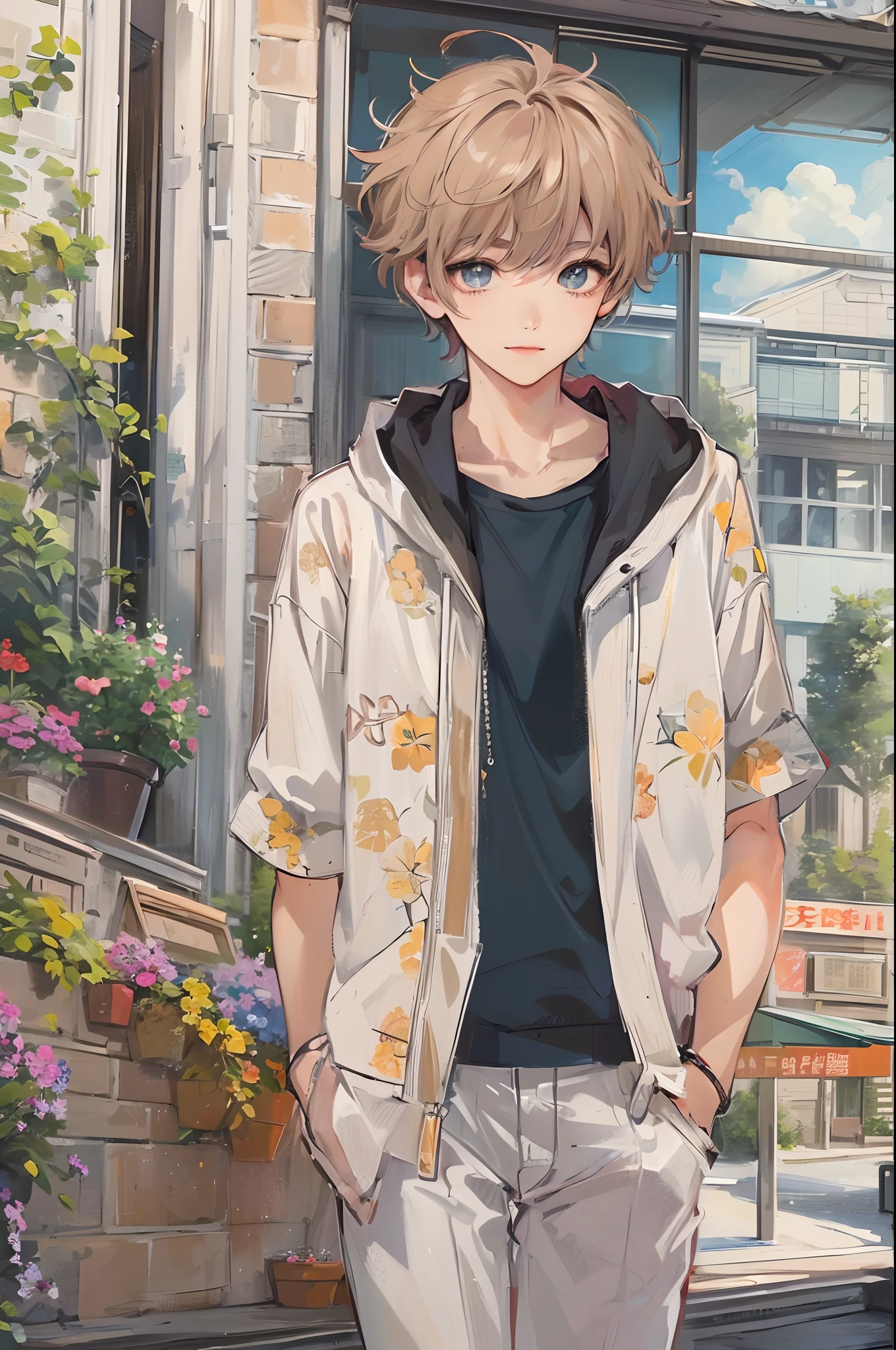 Absurdres masterpiece HDR high quality picture of a character from Hana yori dango anime, 1 boy , character is with detailed face, simple hair design , happy face, different clothes , ((short hair style:1 )) , anime eyes, light skin , 

Wearing random outfit from anime, detailed outfit, nice background, masterpiece scenery