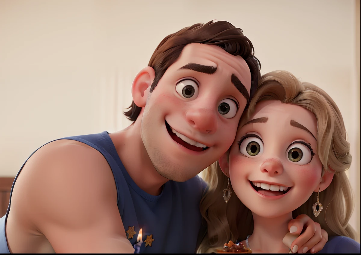 Cute couple celebrating birthday