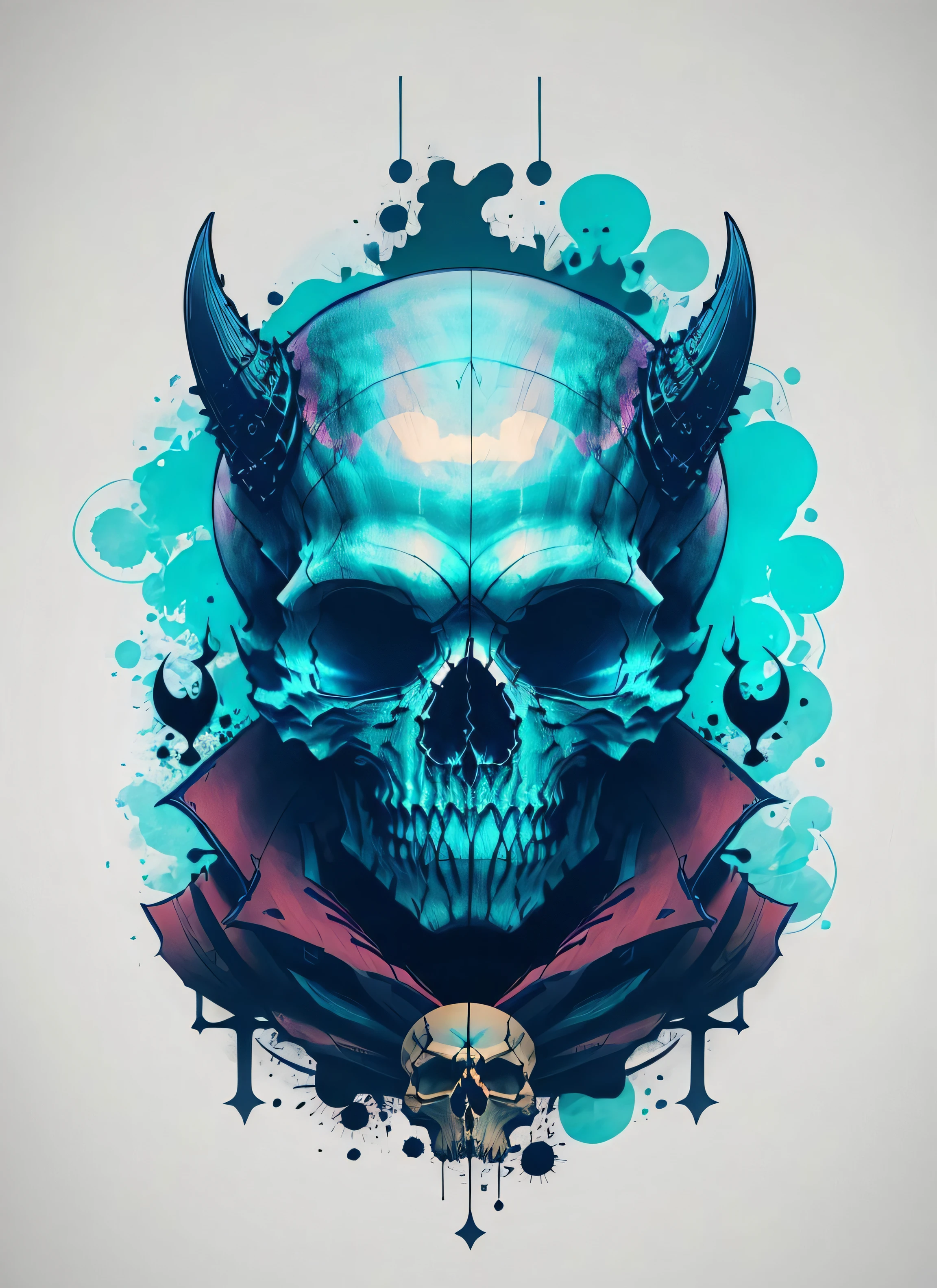 metallic skull in the style of 0mib
