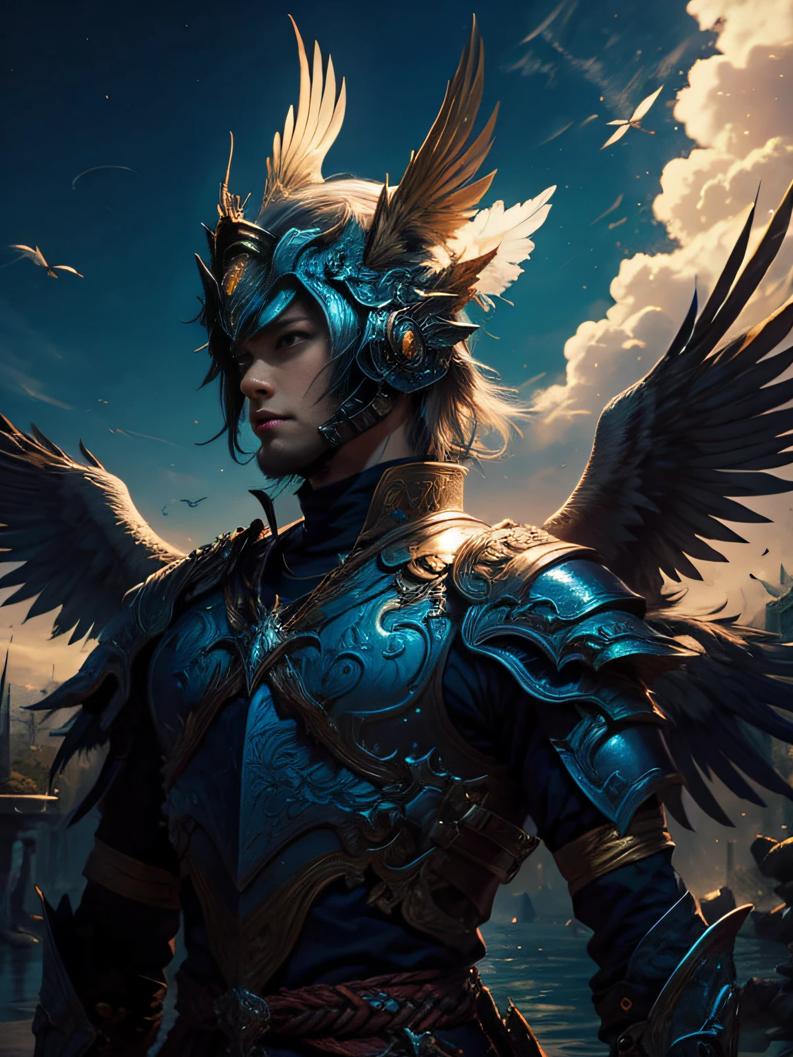 The helmet is a crucial piece of Pegasus' armor.
It covers Seiya's entire head and protects his face, exceto os olhos.
Possui uma crista frontal que se estende para a testa.
On the back of the helmet, there is a set of feathers that represent the wings of Pegasus.