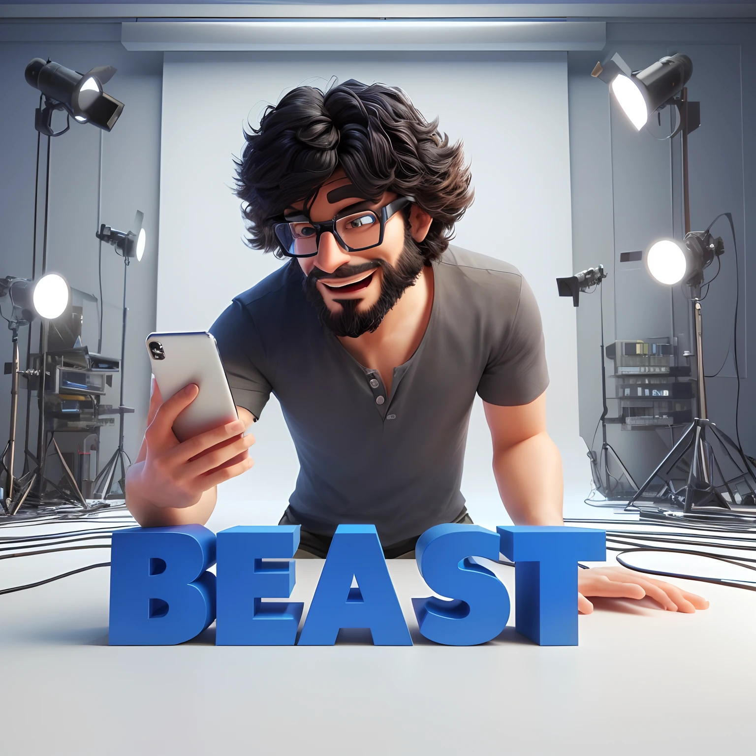 Man with glasses and beard using a mobile phone, bestial, 3 d animated movie, pixar 3 d animation style, animal, Pixar 3D rendering, 3 d desenho animado, Pixar Arte 3D, animation character, 3 d animation demo reel, 3 d character render, 3D Icon for mobile game, 3 d animado, 3d animado, Personagem 3D