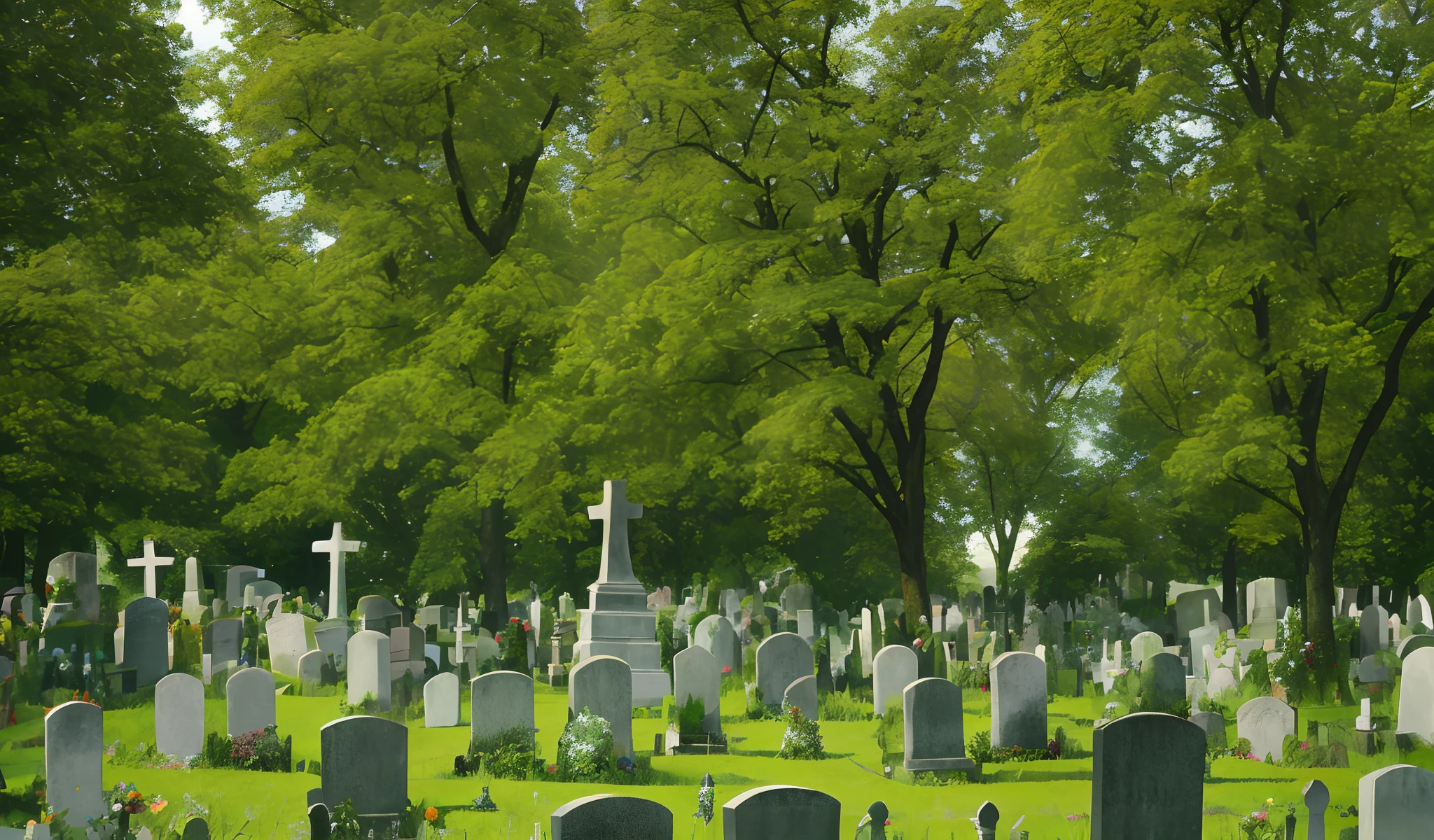 small cemetery hidden among the trees