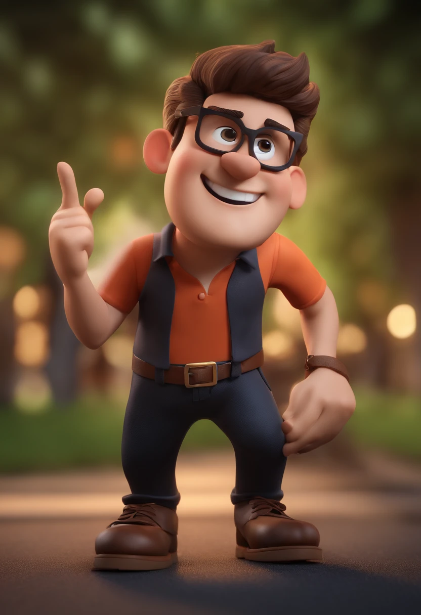 Personagem de desenho animado de um homem usando uma camisa preta, um personagem animado, Caractere estilizado, animation style rendering, 3D estilizado, Arnold Maya render, 3 d render stylized, toon render keyshot, Personagem 3D, Personagem 3D, 3d rendering stylized, 3 d character render, personagem de desenho animado, Personagem de close up, Pose de personagem, (Estilo Pixar) (master part:1.2) (Bokeh) (best quality) (pele detalhada) (textura detalhada) (8k) (argila) (Cinematic lighting) (foco nítido，Senta e vaza a parte superior do corpo