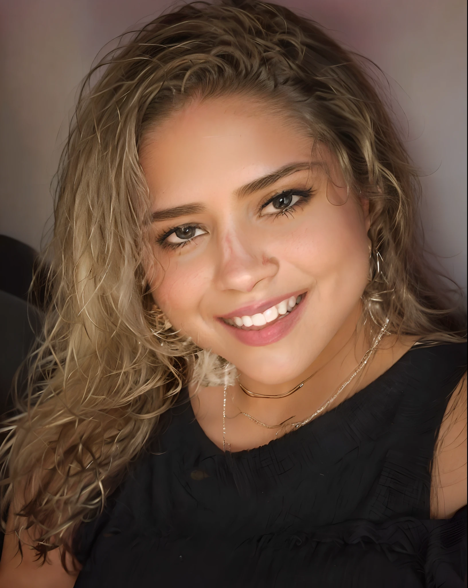 mulher sorridente com cabelo cacheado e um top preto posando para uma foto, imagem de perfil, Parece Fabiula Nascimento, foto do perfil, Alanis Guillen, Tiro de glamour, foto de perfil headshot, taken in the early 2020s, inspirado em Maria Helena Vieira da Silva, imagem do avatar, head shoot, foto headshot