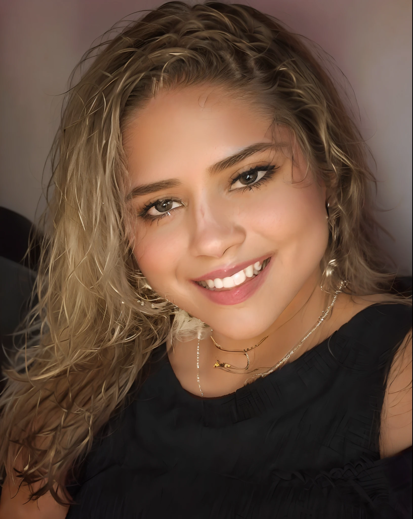 mulher sorridente com cabelo cacheado e um top preto posando para uma foto, imagem de perfil, Parece Fabiula Nascimento, foto do perfil, Alanis Guillen, Tiro de glamour, foto de perfil headshot, taken in the early 2020s, inspirado em Maria Helena Vieira da Silva, imagem do avatar, head shoot, foto headshot