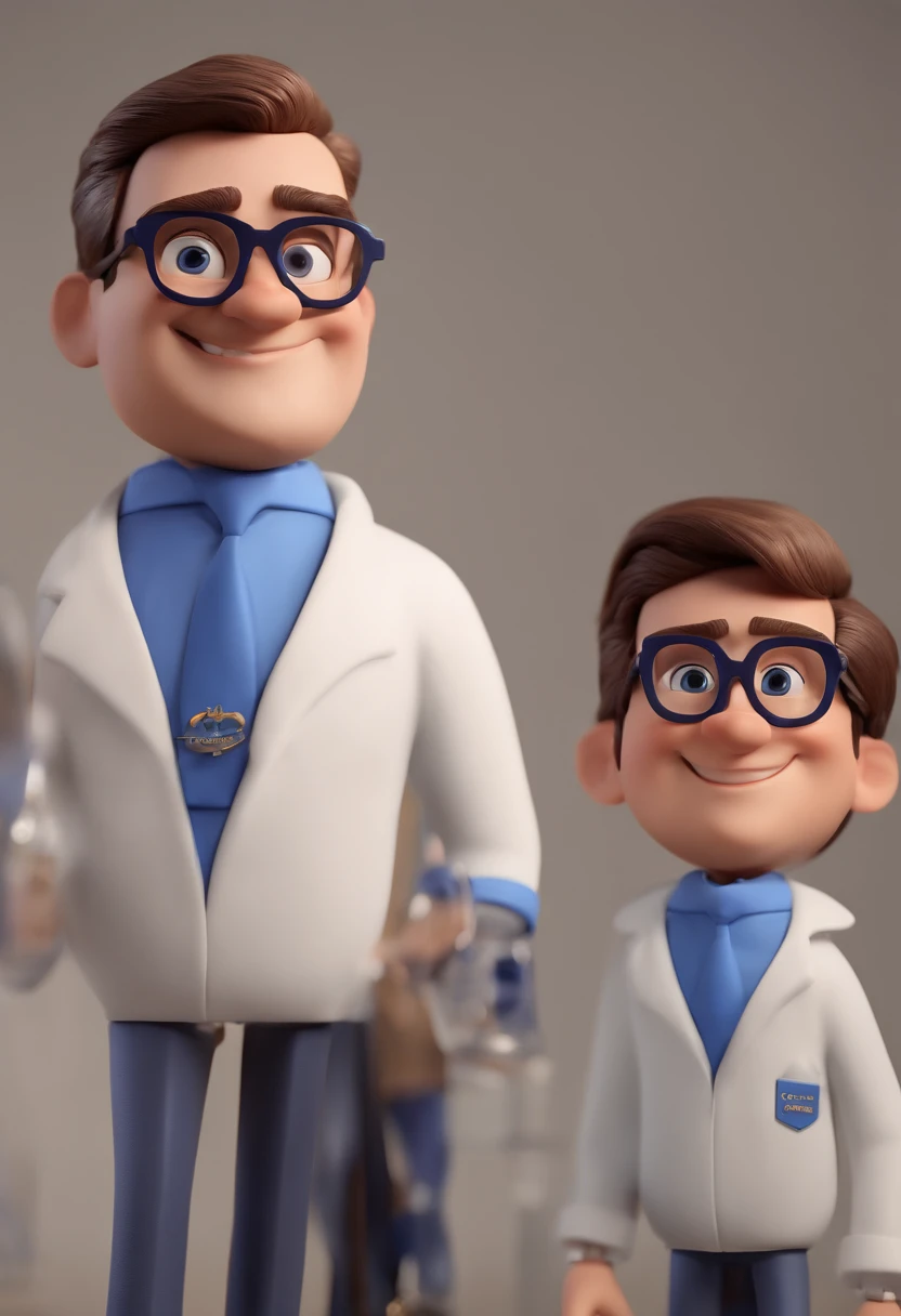 Cartoon character of a man with black glasses and a blue shirt, animation character, Caractere estilizado, animation style rendering, 3D estilizado, Arnold Maya render, 3 d render stylized, toon render keyshot, Personagem 3D, Personagem 3D, 3d rendering stylized, 3 d character render, personagem de desenho animado, Personagem de close up, Pose de personagem,  (Estilo Pixar) (master part:1.2) (Bokeh) (best quality) (pele detalhada) (textura detalhada) (8k) (argila) (Cinematic lighting) (foco nítido