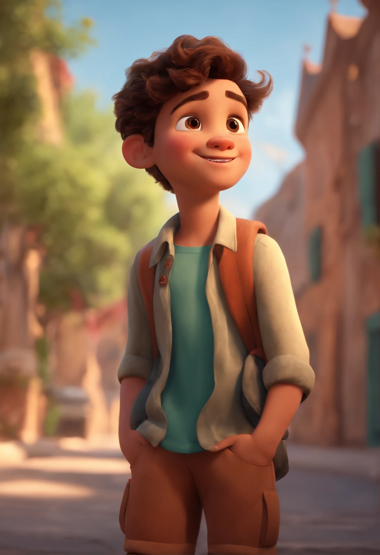 Image of a boy for a story in a YouTube video in Pixar format, He's the  allabester, He's the class leader, He's outgoing, Playful and gets up for a lot of things