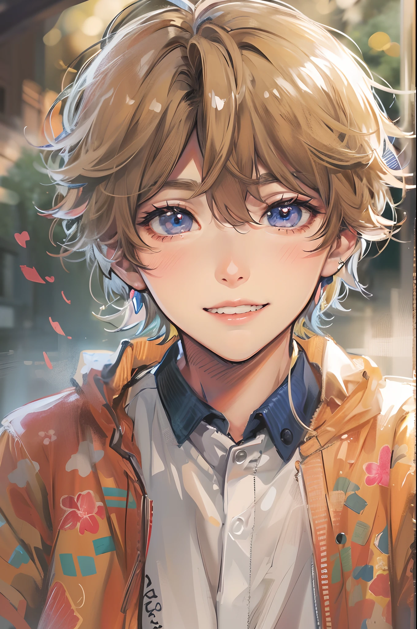 Absurdres masterpiece HDR high quality picture of a character from Hana yori dango anime, 1 boy , character is with detailed face, simple hair design , happy face, different clothes , ((short hair style:1 )) , anime eyes, light skin ,
Wearing random outfit from anime, detailed outfit, nice background, masterpiece scenery