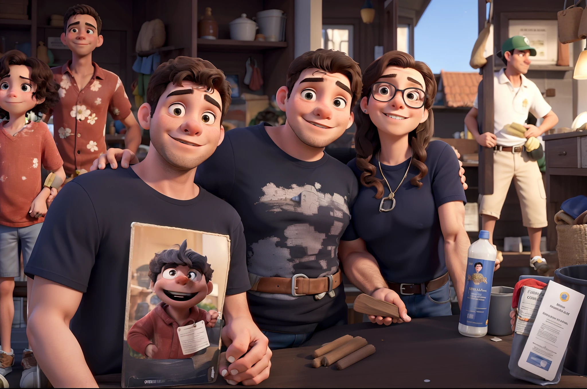 Obra-prima, de melhor qualidade, A boy next to his father and mother.