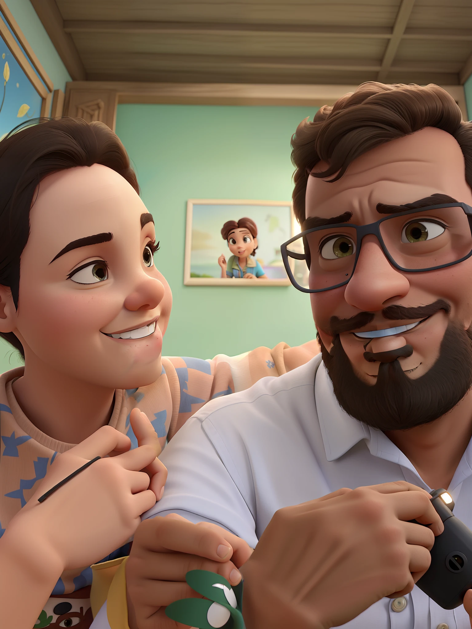 Um casal visitando uma obra, igual aos filmes Disney Pixar
