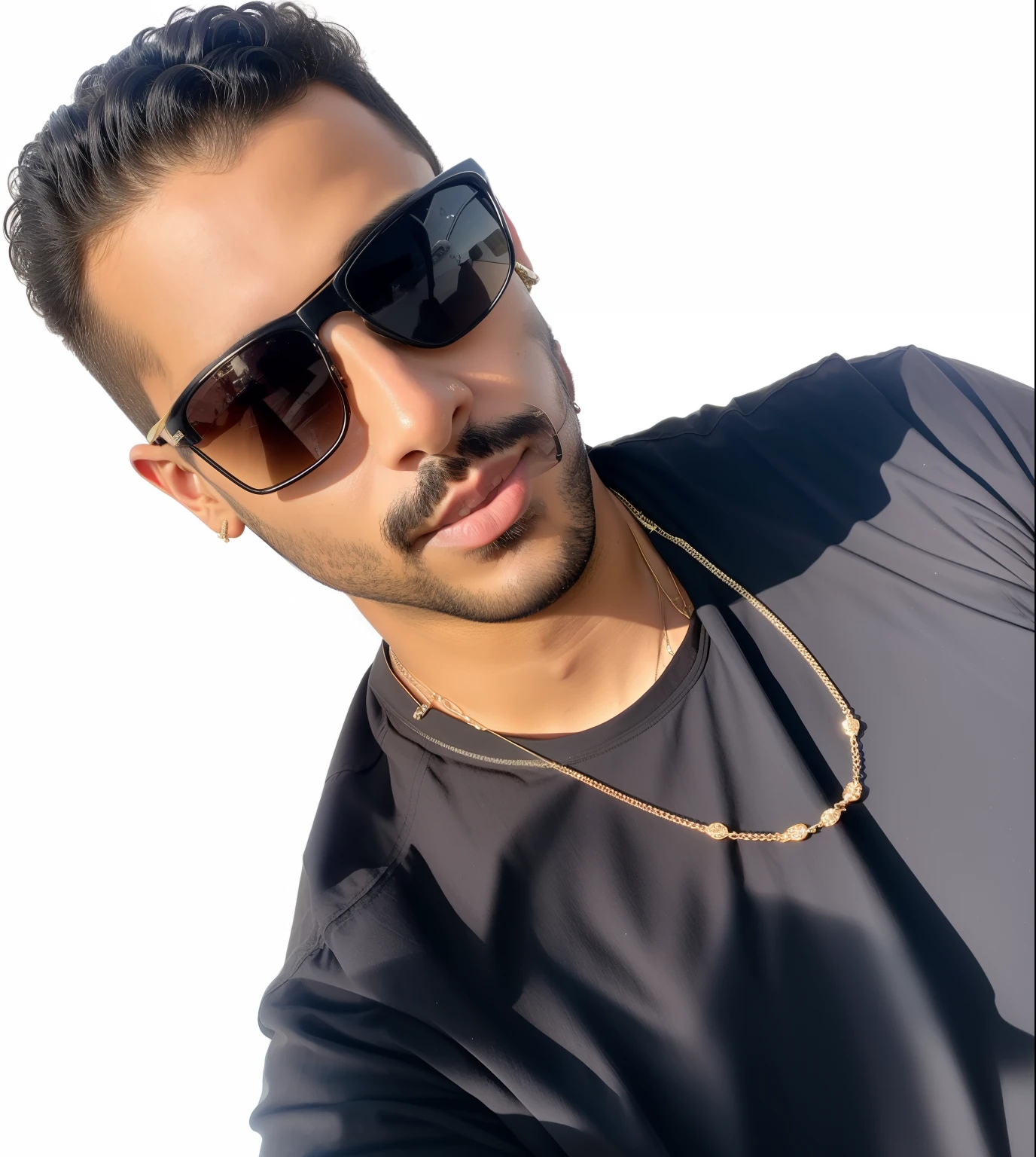 Araffe man wearing sunglasses and a necklace with a chain, Mohamed Chahin, Riyahd Cassiem, Amr Elshamy, Estilo Mohamed Chahin, imagem de qualidade muito baixa, Ahmad Merheb, taken in the early 2020s, foto portait foto de perfil, Sayem Reza, Condutor de Ene, with sunglasses