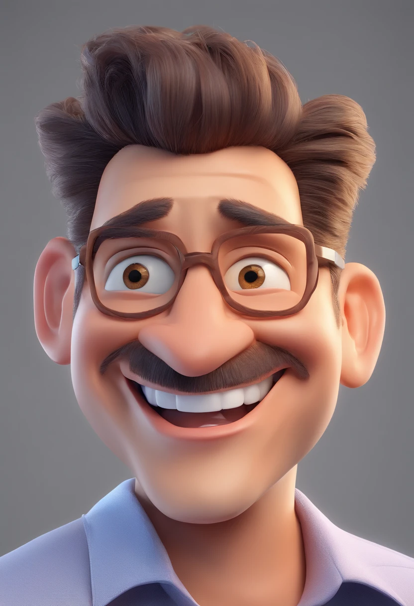 Smiling Man Illustration, sorriso insano, Homem de pele marrom com um sorriso gigante, happily smiling at the camera, sorriso atrevido, he's smiling, sorriso muito grande, Macho sorridente, foto de perfil headshot, rindo sorriso enorme, desenhando no estilo de Arte 3D, c4d, fundo de cor branco puro, estilo disney, estilo pixar render ilustracao Super Detalhe, 8k