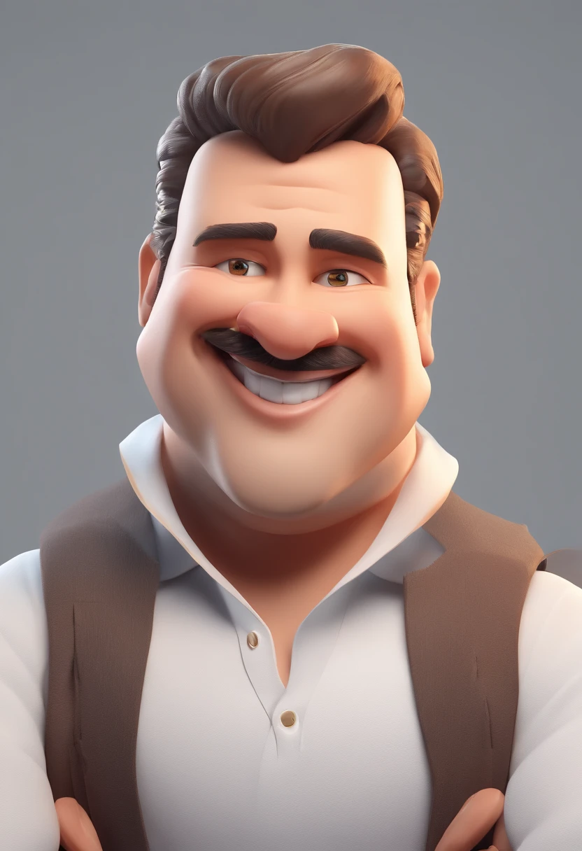 Smiling Man Illustration, sorriso insano, Homem de pele marrom com um sorriso gigante, happily smiling at the camera, sorriso atrevido, he's smiling, sorriso muito grande, Macho sorridente, foto de perfil headshot, rindo sorriso enorme, desenhando no estilo de Arte 3D, c4d, fundo de cor branco puro, estilo disney, estilo pixar render ilustracao Super Detalhe, 8k