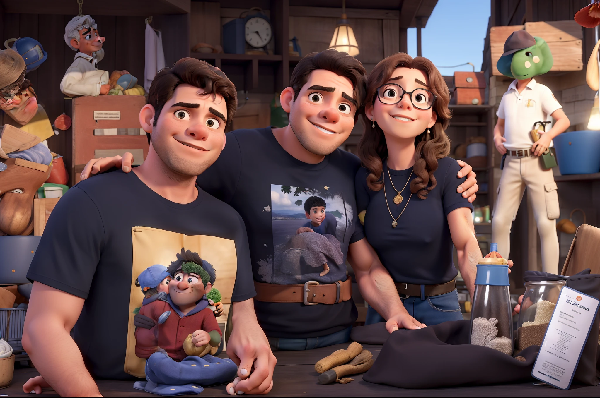 Obra-prima, de melhor qualidade, A boy next to his father and mother.