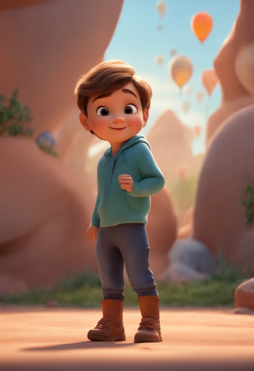 a happy cute kid standing short hair, vestindo uma fantasia espacial, , fundo branco, barnet, Tom, Estilo Pixar, ....3d, desenhos animados, rosto detalhado, asymmetrical 16k