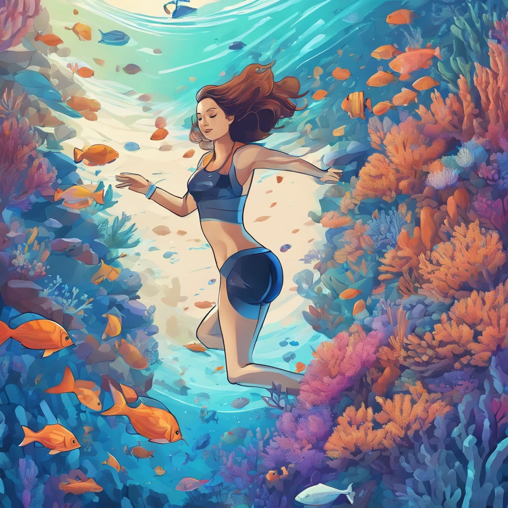 a woman scuba diving, close up