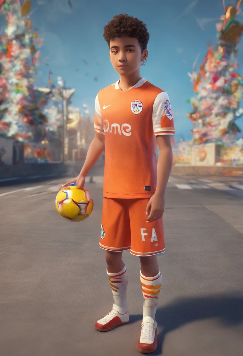 (Best a football team made up of friends, que utilizam o uniforme da cor roxa. clear sky,atmosfera alegre,cores vibrantes,foco nítido,sombras e realces,Retratos,studio lighting,Emphasizing the boy's face and expression,textura,high resolution,profissional,Bokeh